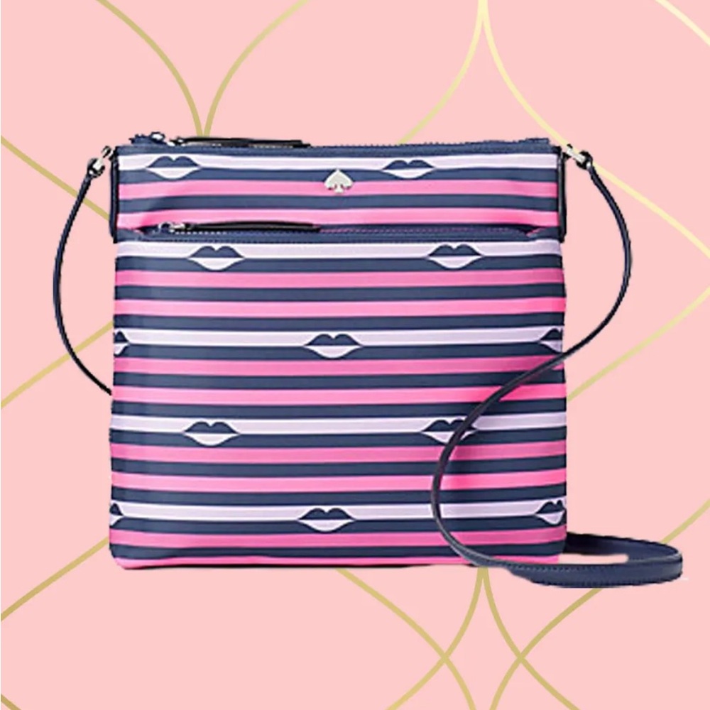 Kate Spade Navy and Pink Striped Crossbody Bag